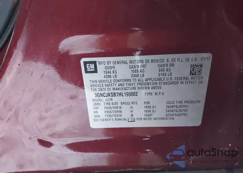 2017 Chevrolet Trax Ls from USA, damaged, VIN 3GNCJKSB7HL199882